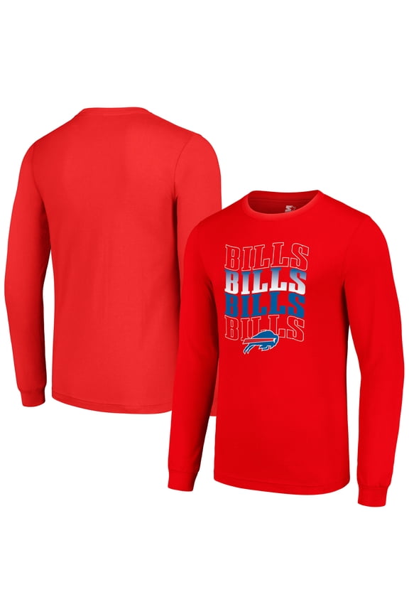 Men's Starter Red Buffalo Bills Team Name Graphic Long Sleeve T-Shirt