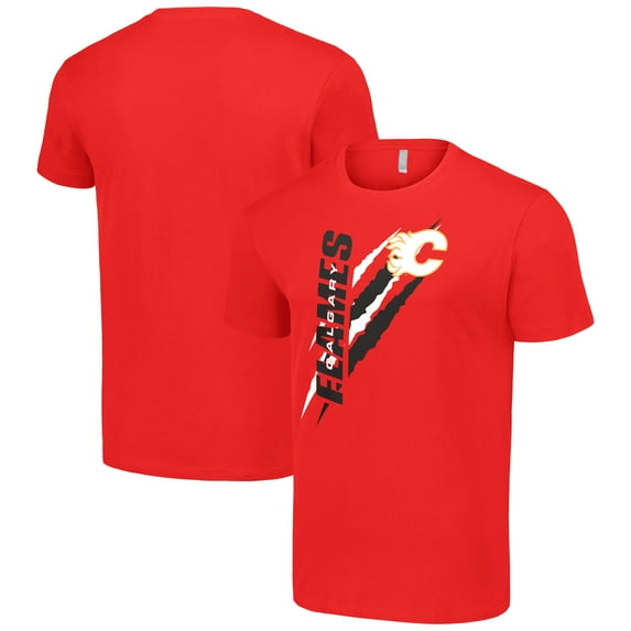 Men's Starter Red Calgary Flames Color Scratch T-Shirt
