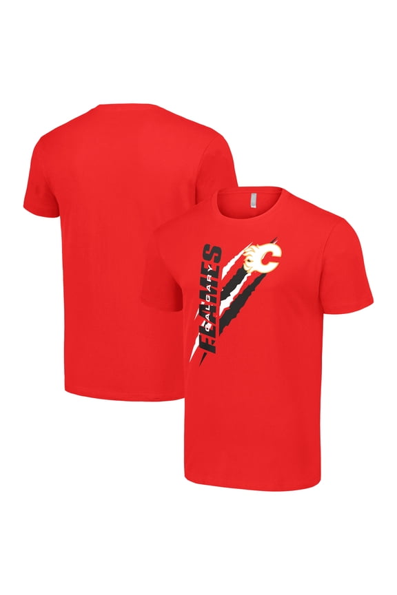 Men's Starter Red Calgary Flames Color Scratch T-Shirt