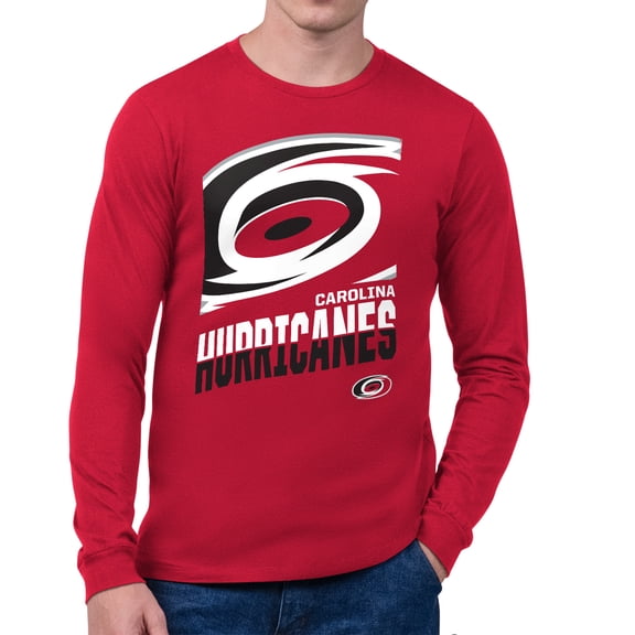 Men's Starter Red Carolina Hurricanes Logo Zoom Long Sleeve T-Shirt