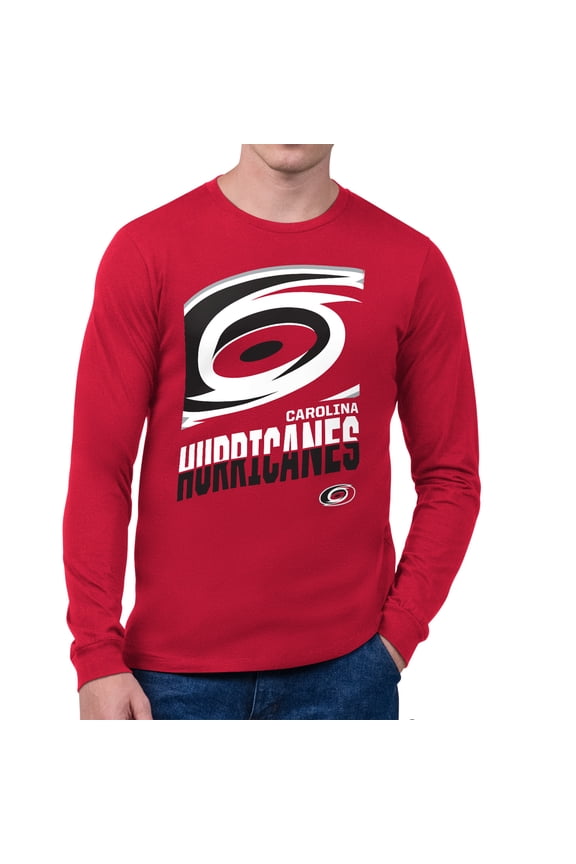 Men's Starter Red Carolina Hurricanes Logo Zoom Long Sleeve T-Shirt