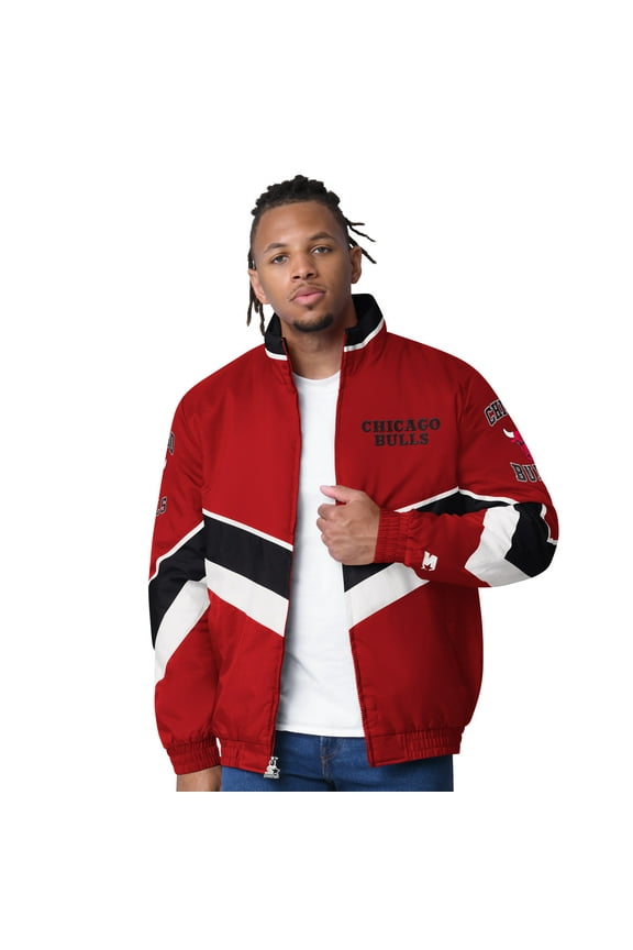 Men's Starter Red Chicago Bulls Captain Oxford Full-Zip Jacket
