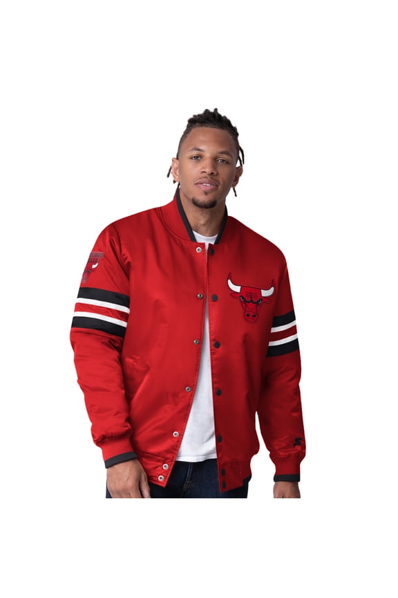Men's Starter Red Chicago Bulls Scout Varsity Satin Full-Snap Jacket