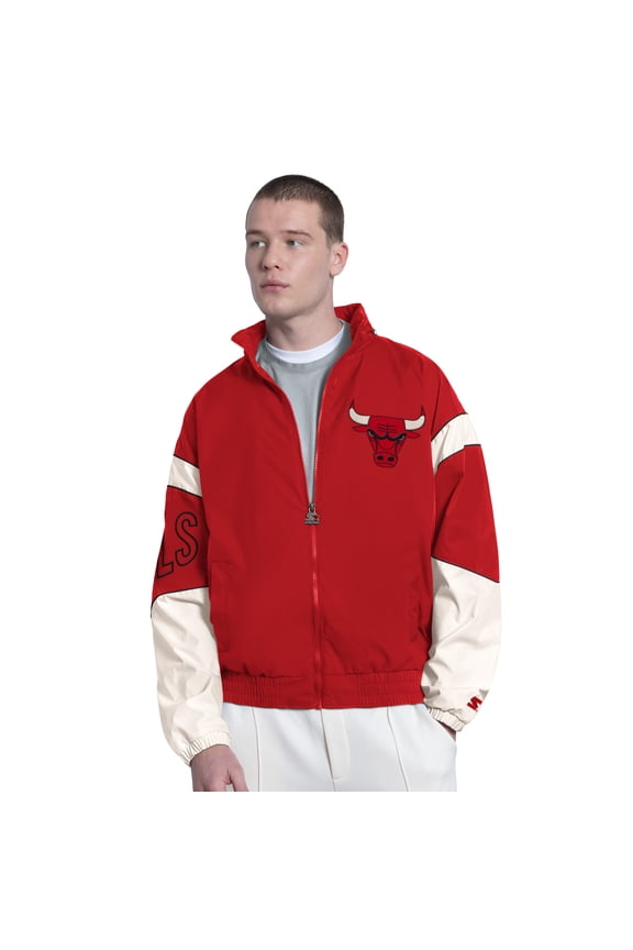 Men's Starter  Red Chicago Bulls The Gust Full-Zip Hooded Jacket