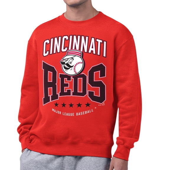 Men's Starter Red Cincinnati Reds Center Squeeze Fleece Sweatshirt