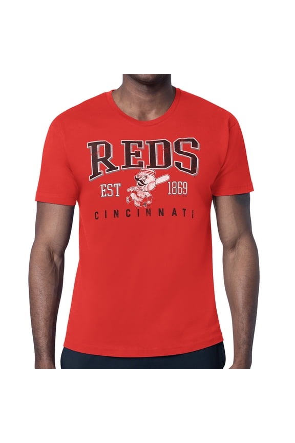 Men's-Starter  Red Cincinnati Reds Distressed Logo T-Shirt
