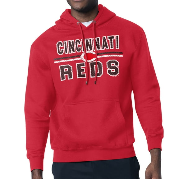 Men's Starter Red Cincinnati Reds Team Mesh Print Graphic Pullover Hoodie
