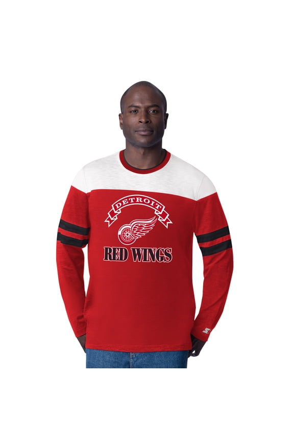 Men's Starter Red Detroit Red Wings Blitz Durene Long Sleeve T-Shirt