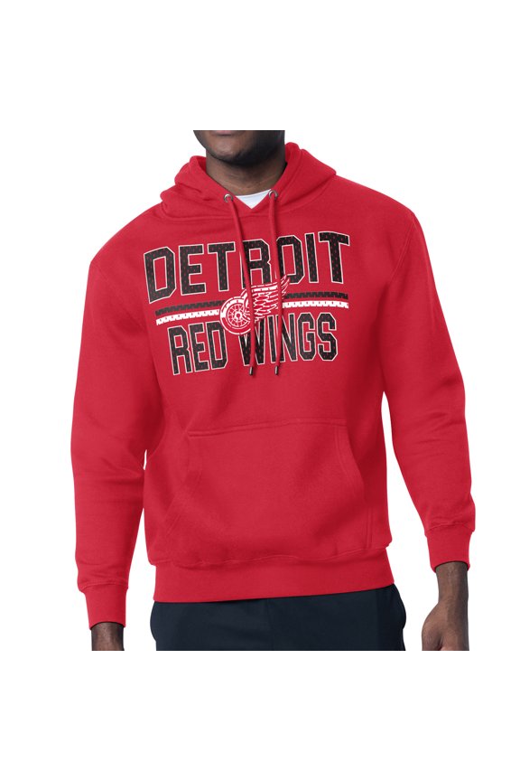 Men's Starter Red Detroit Red Wings Mesh Look Team Name Logo Tri-Blend Pullover Hoodie