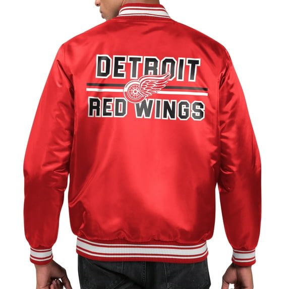 Men's Starter Red Detroit Red Wings Printed Team Logo Satin Varsity Full-Snap Jacket