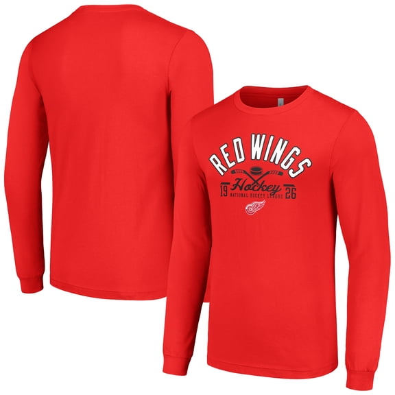 Men's Starter  Red Detroit Red Wings Puck Long Sleeve T-Shirt