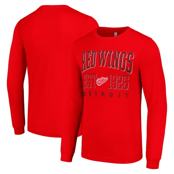 Men's Starter Red Detroit Red Wings Retro Graphic Long Sleeve Crew T-Shirt