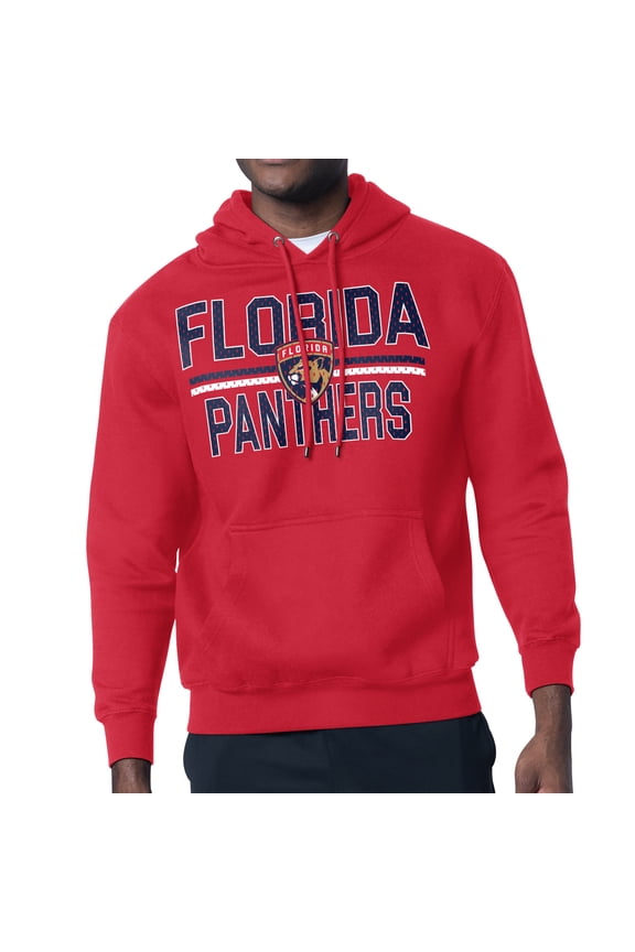 Men's Starter Red Florida Panthers Mesh Look Team Name Logo Tri-Blend Pullover Hoodie