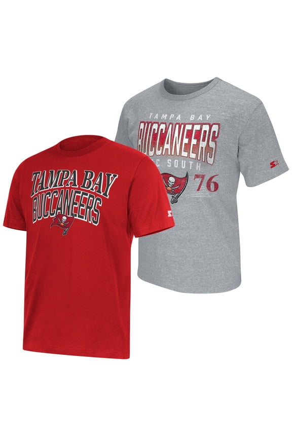 Men's Starter  Red/Gray Tampa Bay Buccaneers Two-Pack Logo T-Shirt Set