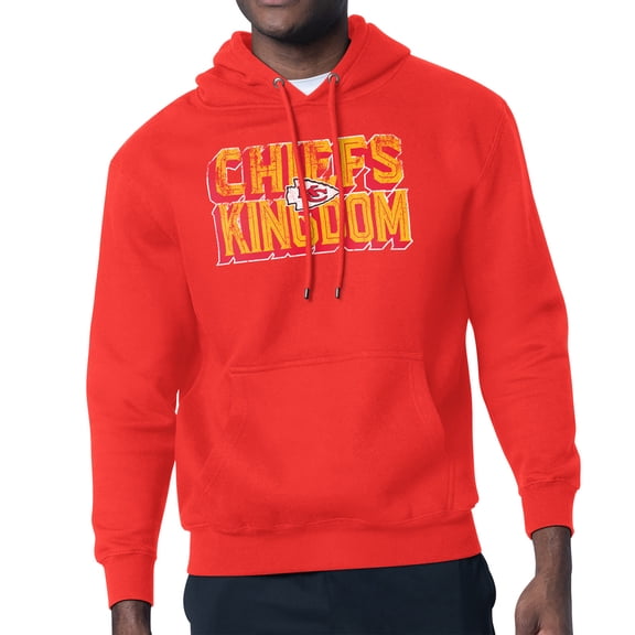 Men's-Starter  Red Kansas City Chiefs Distressed Fleece Pullover Hoodie