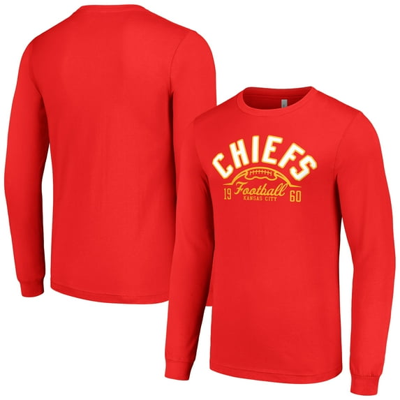 Men's Starter Red Kansas City Chiefs Half Ball Team Long Sleeve T-Shirt