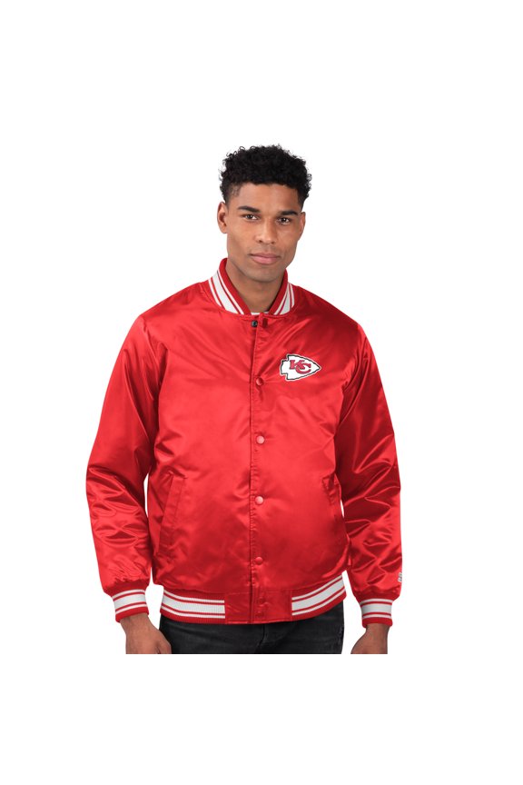 Men's Starter Red Kansas City Chiefs Printed Team Logo Satin Varsity Full-Snap Jacket