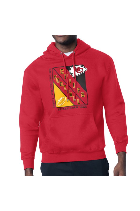 Men's Starter Red Kansas City Chiefs Shield Logo Pullover Hoodie