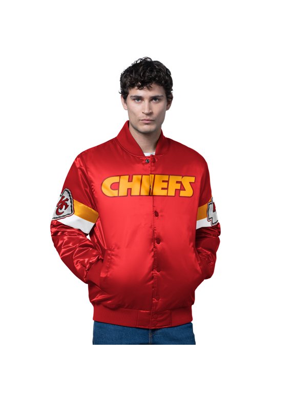 Men's Starter Red Kansas City Chiefs Triple Option Satin Varsity Full-Snap Jacket