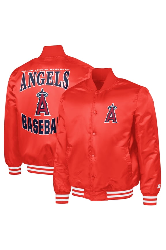 Men's Starter Red Los Angeles Angels Adaptive Full-Snap Varsity Jacket