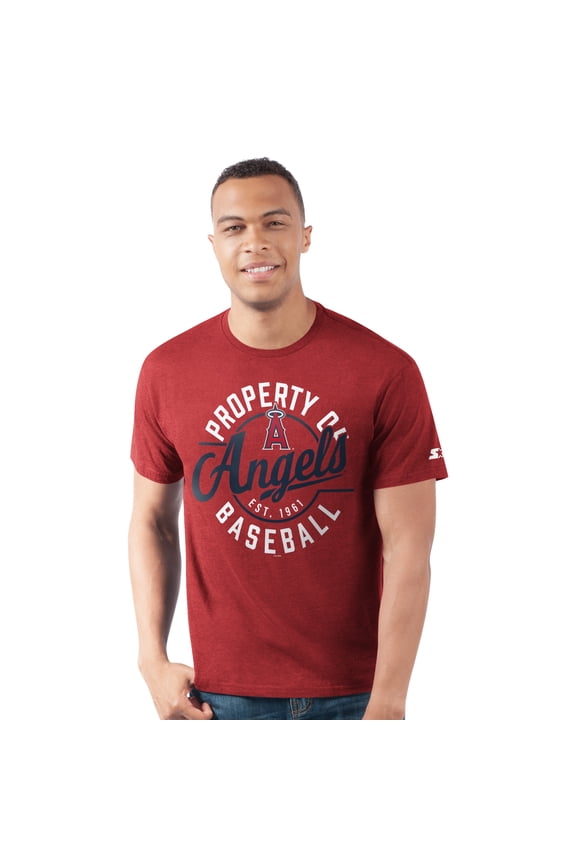 Men's Starter  Red Los Angeles Angels Prime Time Property Of T-Shirt