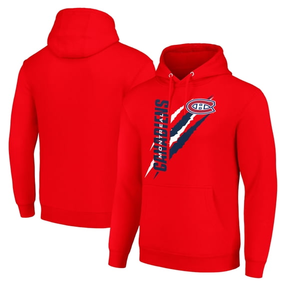 Men's Starter Red Montreal Canadiens Color Scratch Fleece Pullover Hoodie