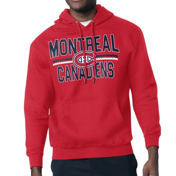 Men's Starter Red Montreal Canadiens Mesh Look Team Name Logo Tri-Blend Pullover Hoodie