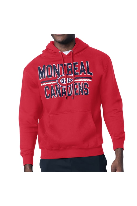 Men's Starter Red Montreal Canadiens Mesh Look Team Name Logo Tri-Blend Pullover Hoodie