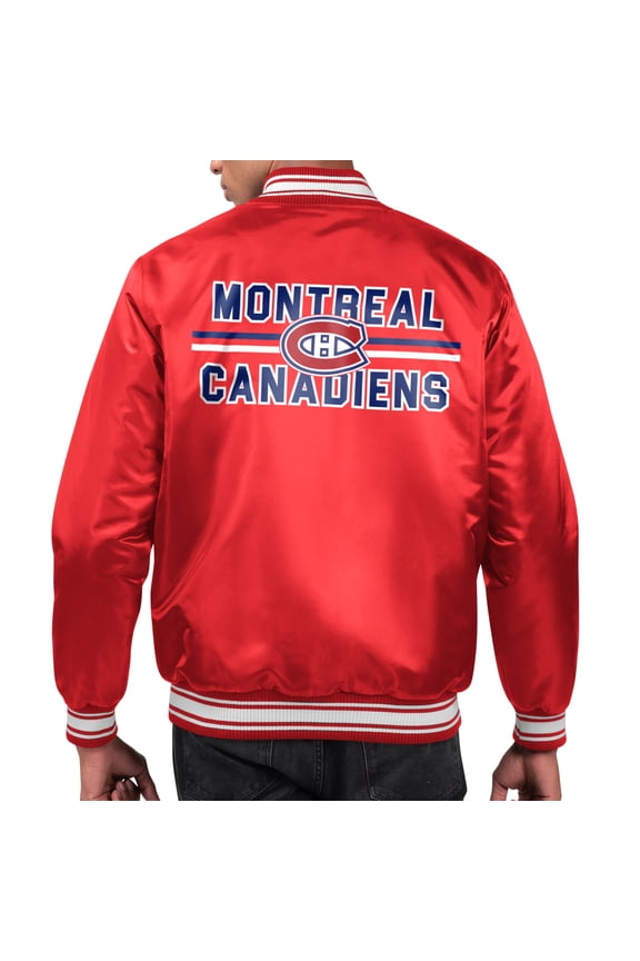 Men's Starter  Red Montreal Canadiens Printed Team Logo Satin Varsity Full-Snap Jacket