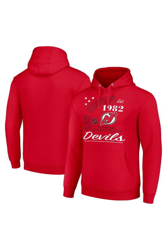 Men's Starter Red New Jersey Devils Arch City Team Graphic Fleece Pullover Hoodie