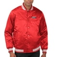 thumbnail image 1 of Men's Starter  Red New Orleans Pelicans Printed Team Name Satin Varsity Full-Snap Jacket, 1 of 2