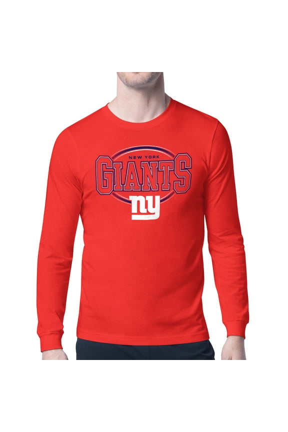 Men's Starter Red New York Giants Team Track Graphic Long Sleeve T-Shirt