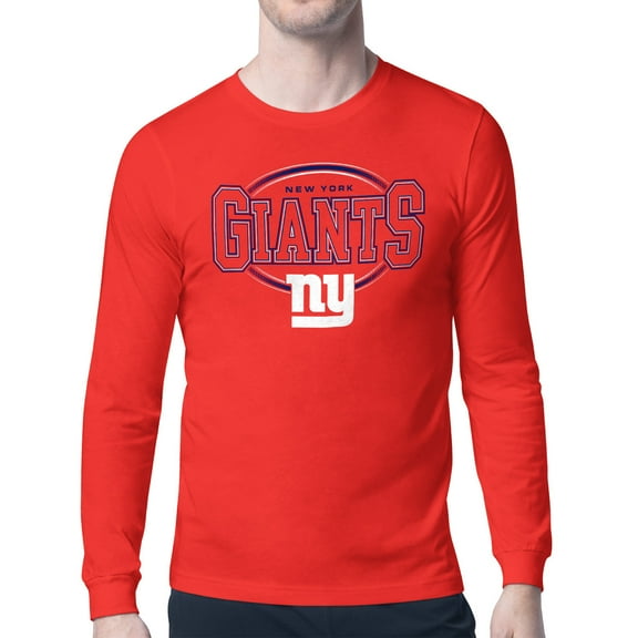 Men's Starter Red New York Giants Team Track Graphic Long Sleeve T-Shirt