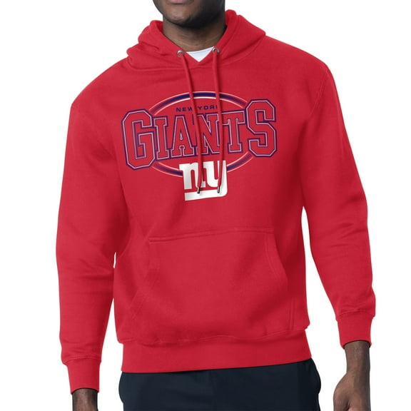 Men's Starter Red New York Giants Team Track Graphic Pullover Hoodie