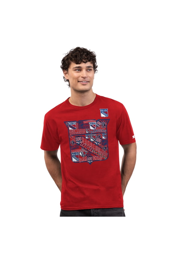 Men's Starter  Red New York Rangers Logo Collage T-Shirt