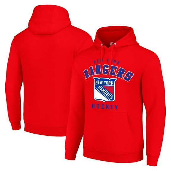 Men's Starter Red New York Rangers Logo Pullover Hoodie