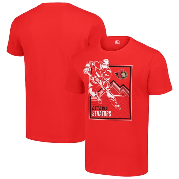 Men's Starter Red Ottawa Senators Player Grid T-Shirt
