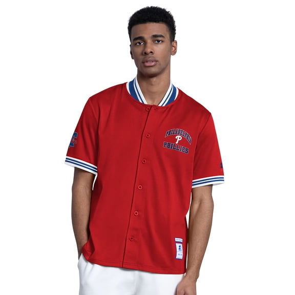 Men's Starter  Red Philadelphia Phillies Button-Up Short Sleeve Jacket