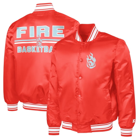 Men's Starter Red Portland Fire Satin Varsity Full-Snap Jacket