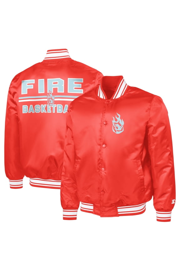 Men's Starter Red Portland Fire Satin Varsity Full-Snap Jacket