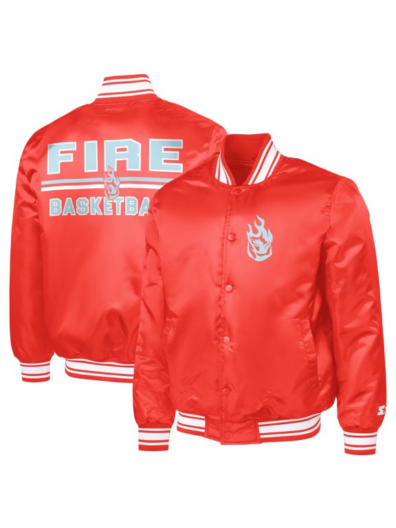 Men's Starter Red Portland Fire Satin Varsity Full-Snap Jacket
