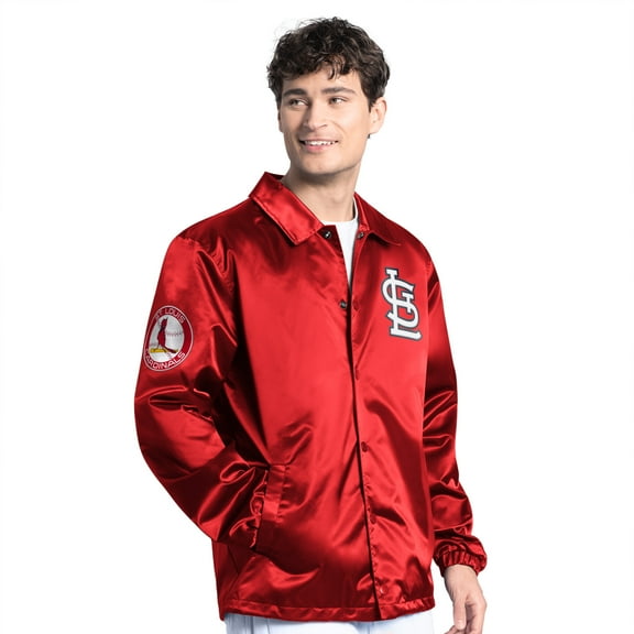 Men's Starter  Red St. Louis Cardinals Cooperstown Collection Point Man Full-Snap Coaches Jacket