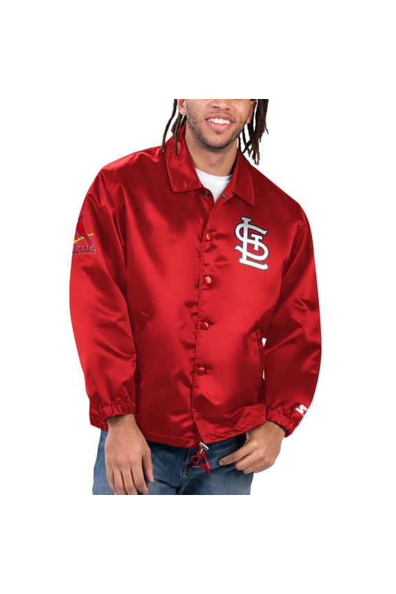 Men's Starter Red St. Louis Cardinals Option Route Satin Full-Snap Jacket