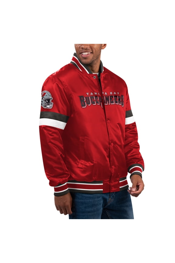 Men's Starter Red Tampa Bay Buccaneers Home Game Satin Full-Snap Varsity Jacket