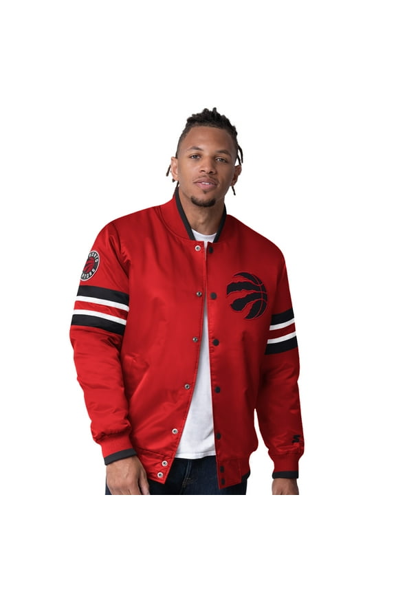 Men's Starter Red Toronto Raptors Scout Varsity Satin Full-Snap Jacket