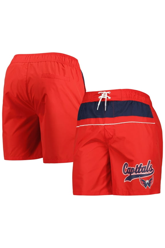 Men's Starter Red Washington Capitals Freestyle Volley Swim Shorts