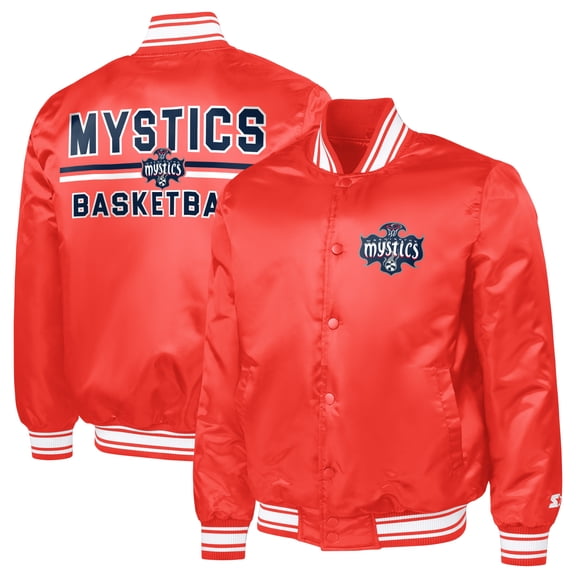 Men's Starter Red Washington Mystics Satin Varsity Full-Snap Jacket