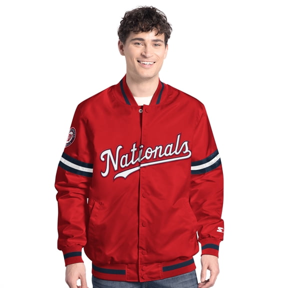 Men's-Starter  Red Washington Nationals Scout Full-Snap Varsity Jacket