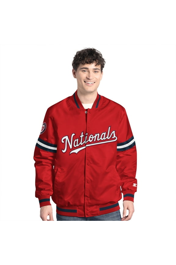Men's-Starter  Red Washington Nationals Scout Full-Snap Varsity Jacket