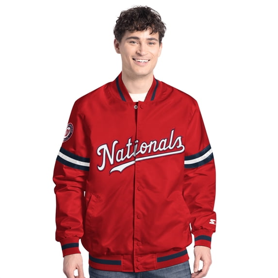 Men's-Starter Red Washington Nationals Scout Full-Snap Varsity Jacket